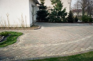 Granite setts and concrete pavers